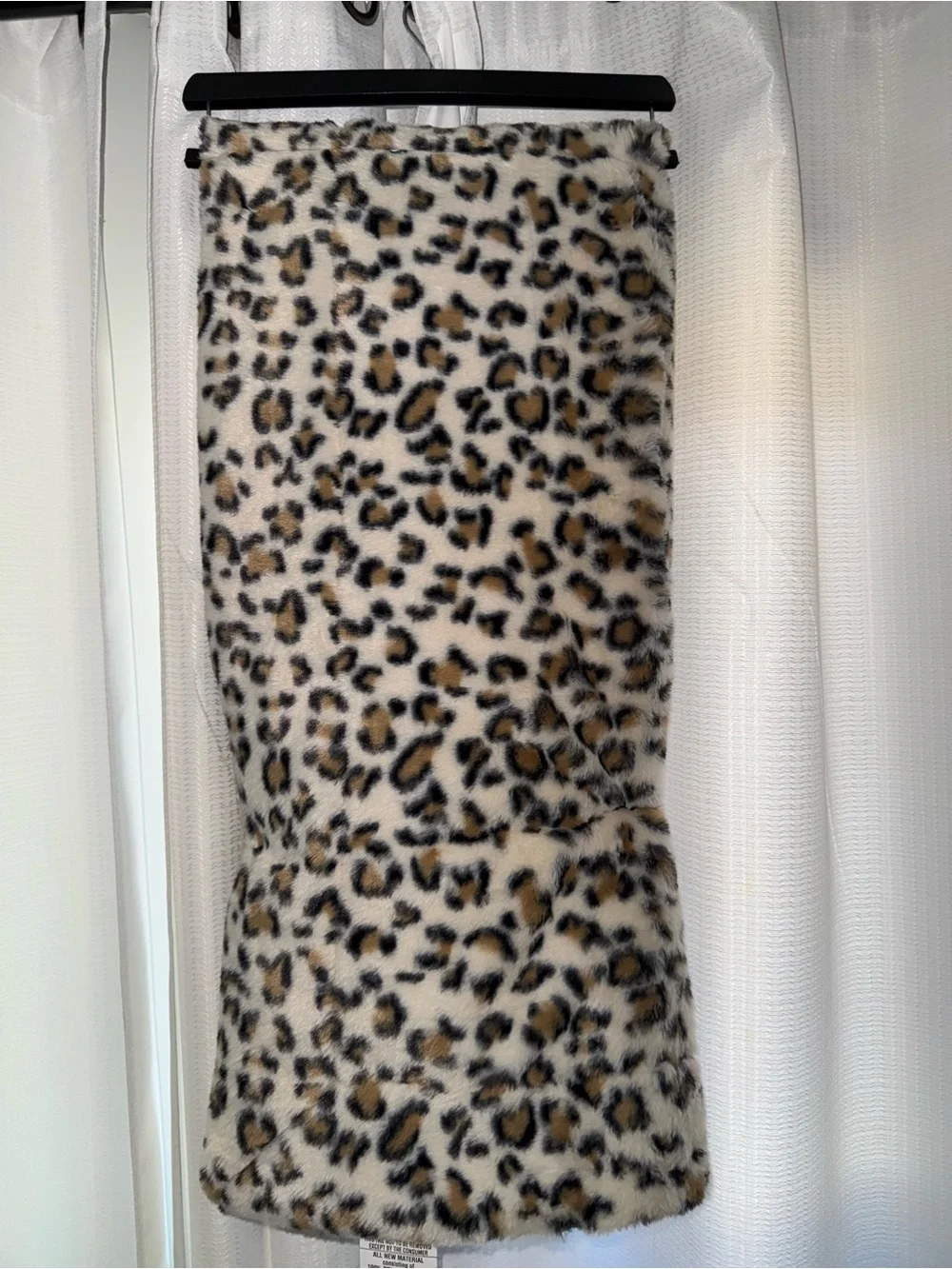 Faux Fur Leopard Print Pencil Skirt - Beige/Tan
